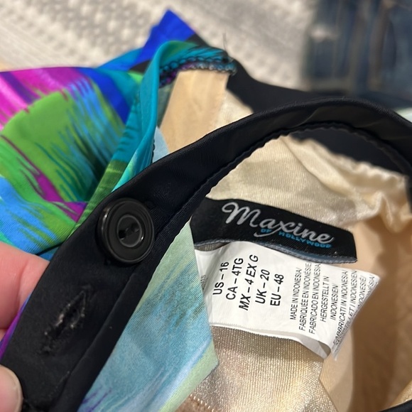 Maxine of Hollywood Vibrant Multicolor Wave Ride Swimsuit Size 16 - Picture 9 of 10